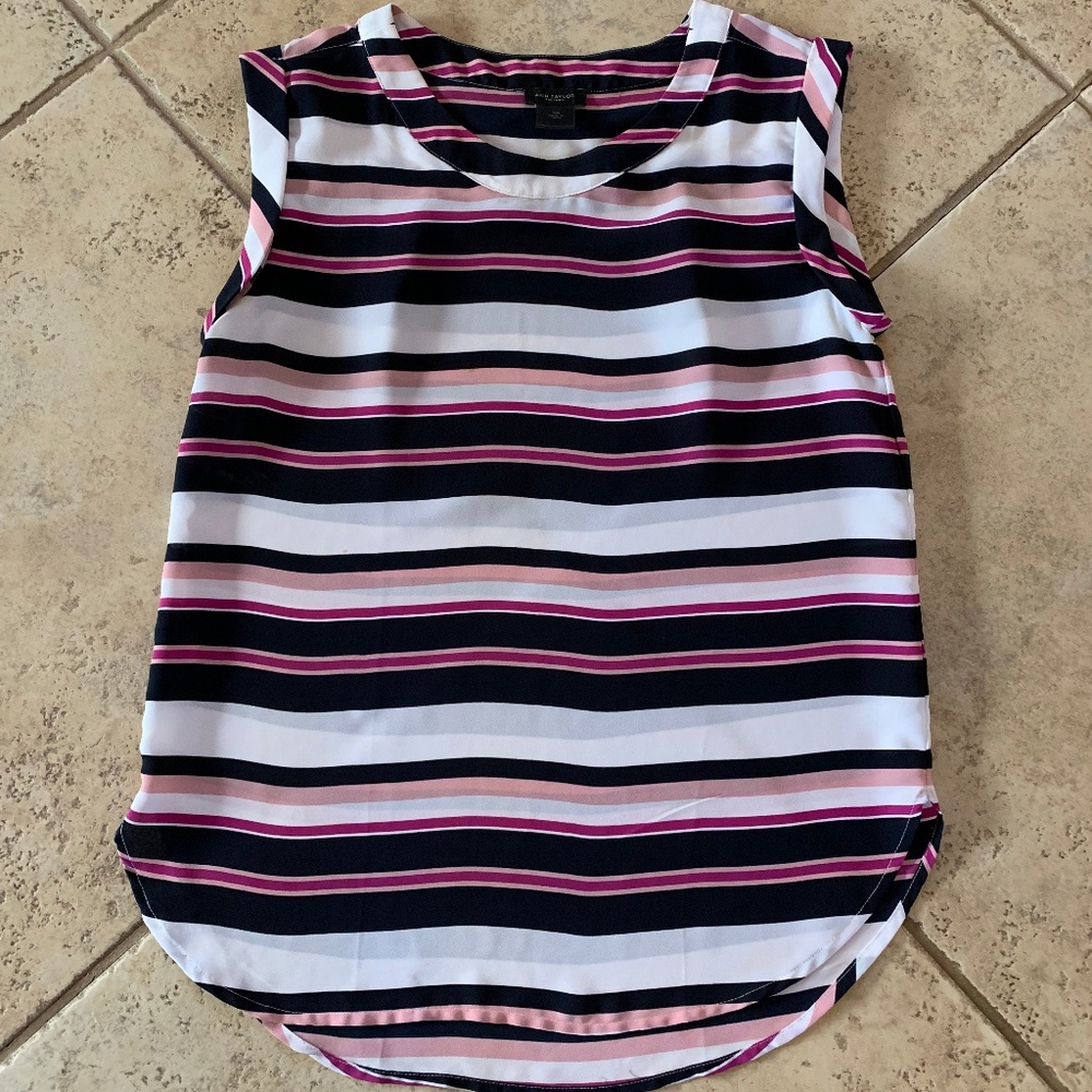Ann Taylor Fac. Sleeveless Striped Top XS